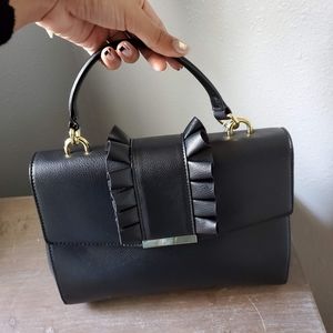 Black Purse with Ruffle Accent